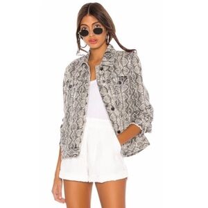 BLANK NYC Denim Trucker Jacket In Snake Print Size XS.